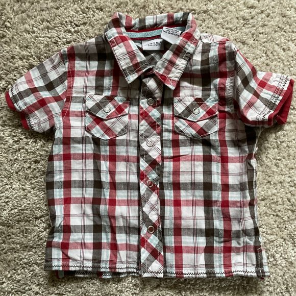SONOMA lifestyle Baby Boy's Short Sleeve Button Down Shirt Size 6-9 Months Plaid - Picture 1 of 5